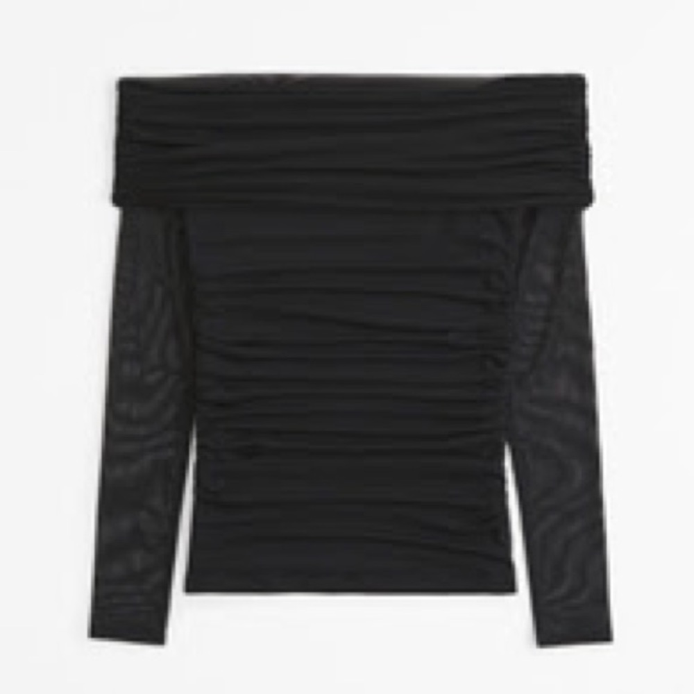Abercrombie Black Mesh Off Shoulder Top Size L